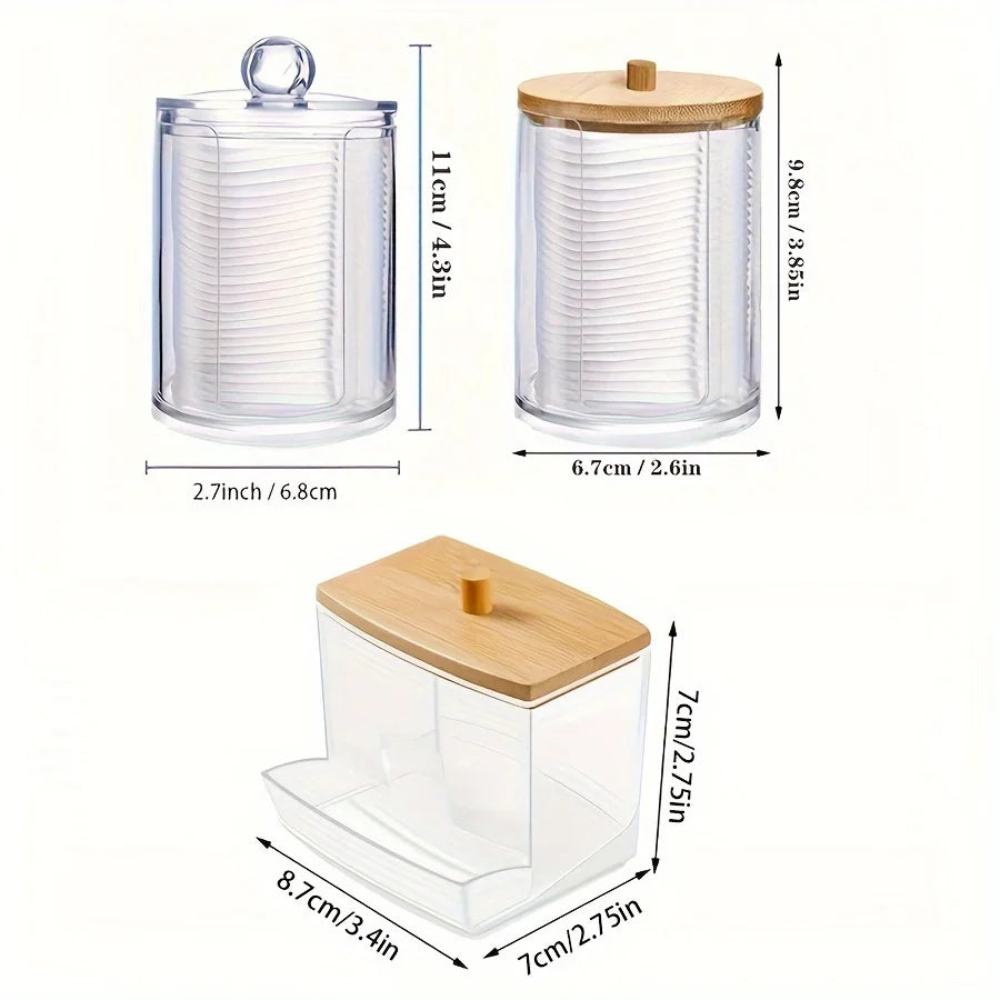 boîtes rangement coton tige transparentes moderne boites acrylique réutilisables minimaliste
