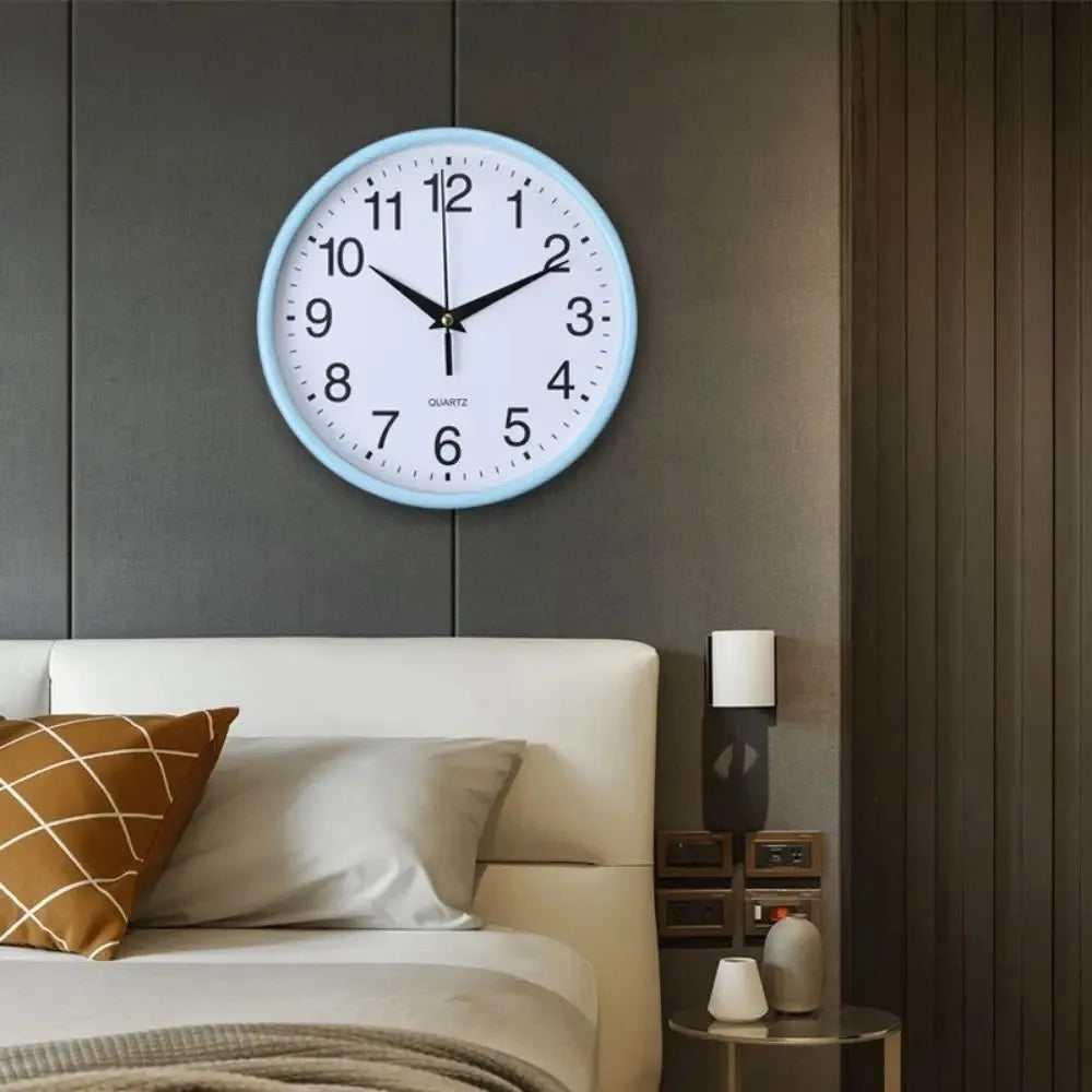 horloges murales modernes aiguille facile lecture couloir salon blanc bleuclair minimaliste