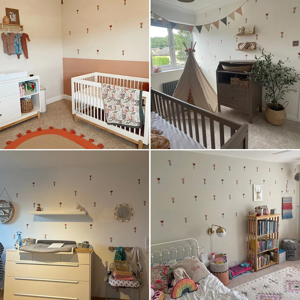 Application du sticker mural sur un mur de chambre d'enfant