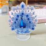 décoration murale paon résine bleu plumes strass élégante ornement fleurs transparent