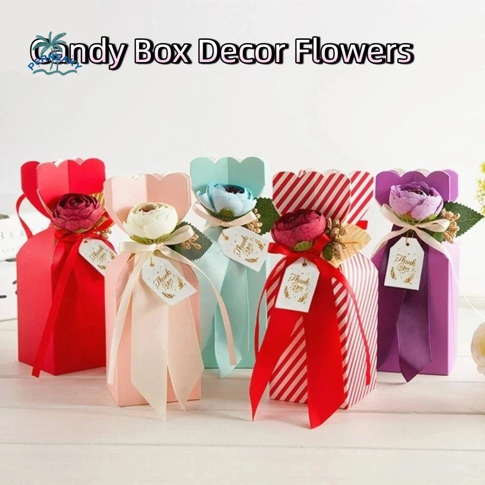 décorations boîtes cadeaux fleurs artificielles rubans mariage anniversaire intérieur rouge rose bleu violet blanc