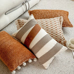housse coussin polyester géométrique marron beige blanc moderne 30x50cm decoration intérieure