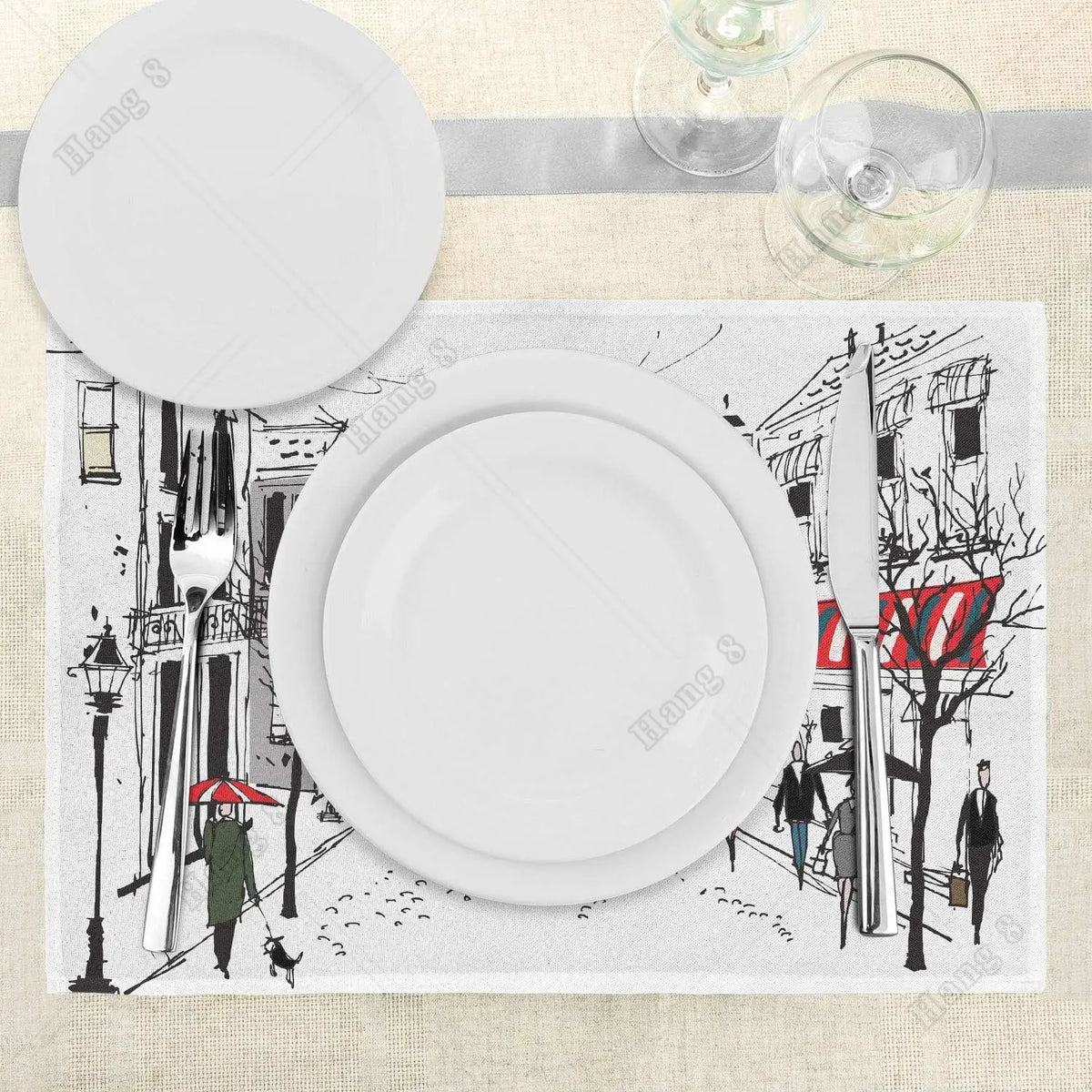 Set de table rectangulaire protégeant la table des couverts