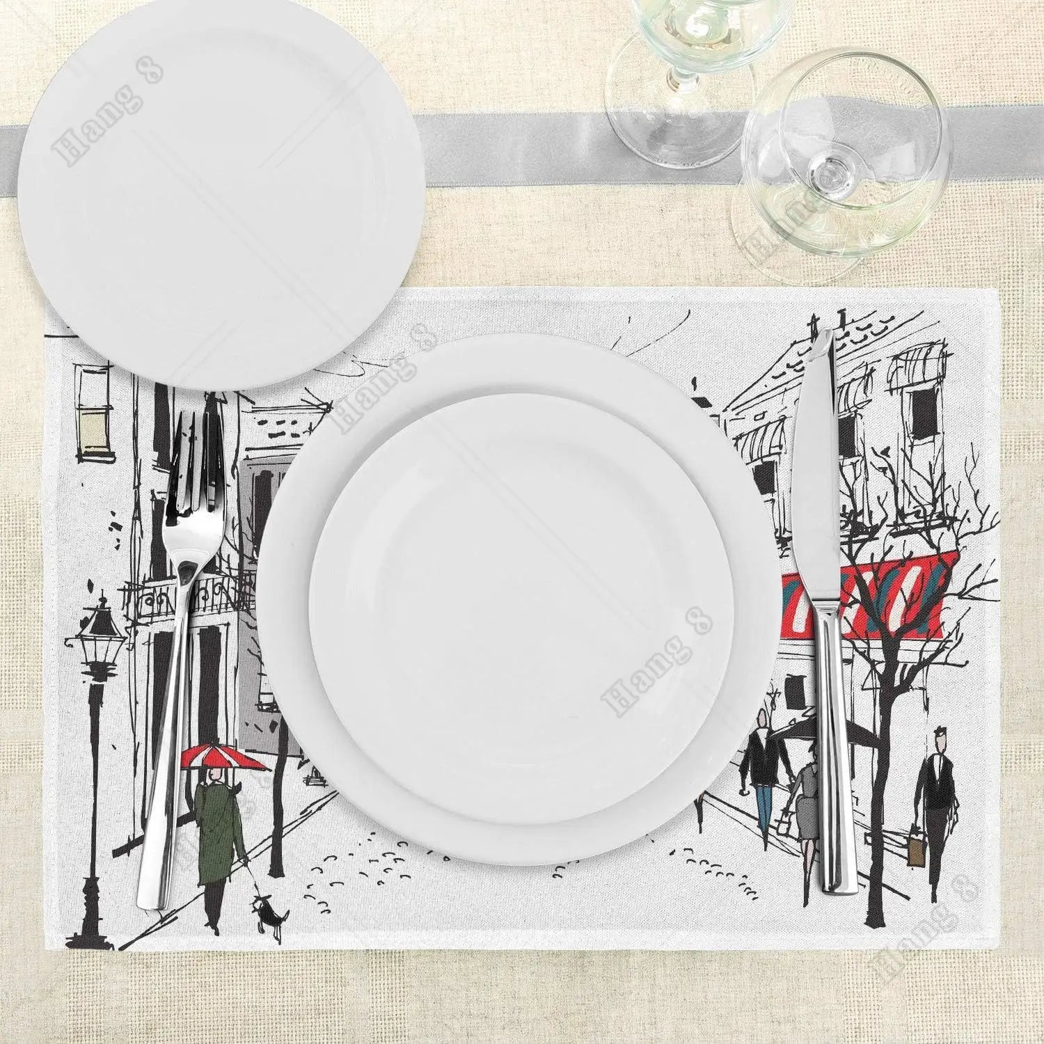 Set de table rectangulaire protégeant la table des couverts