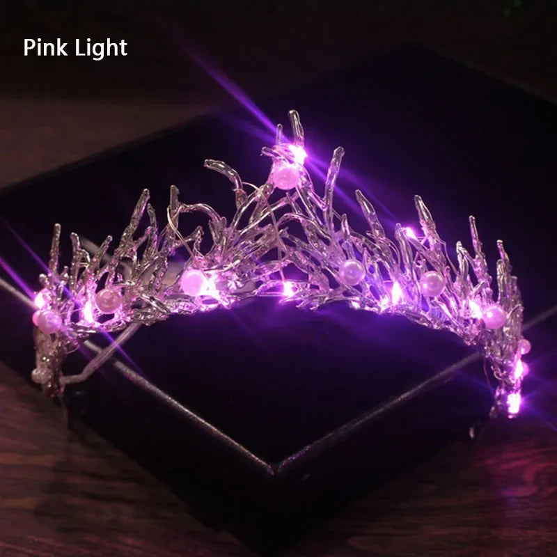 couronne mariée strass bleu argenté élégante lumière led mariage anniversaire fêtes