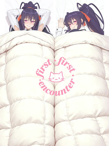 coussin anime akeno himejima premier rencontre chaton blanc polyester portrait lit double face
