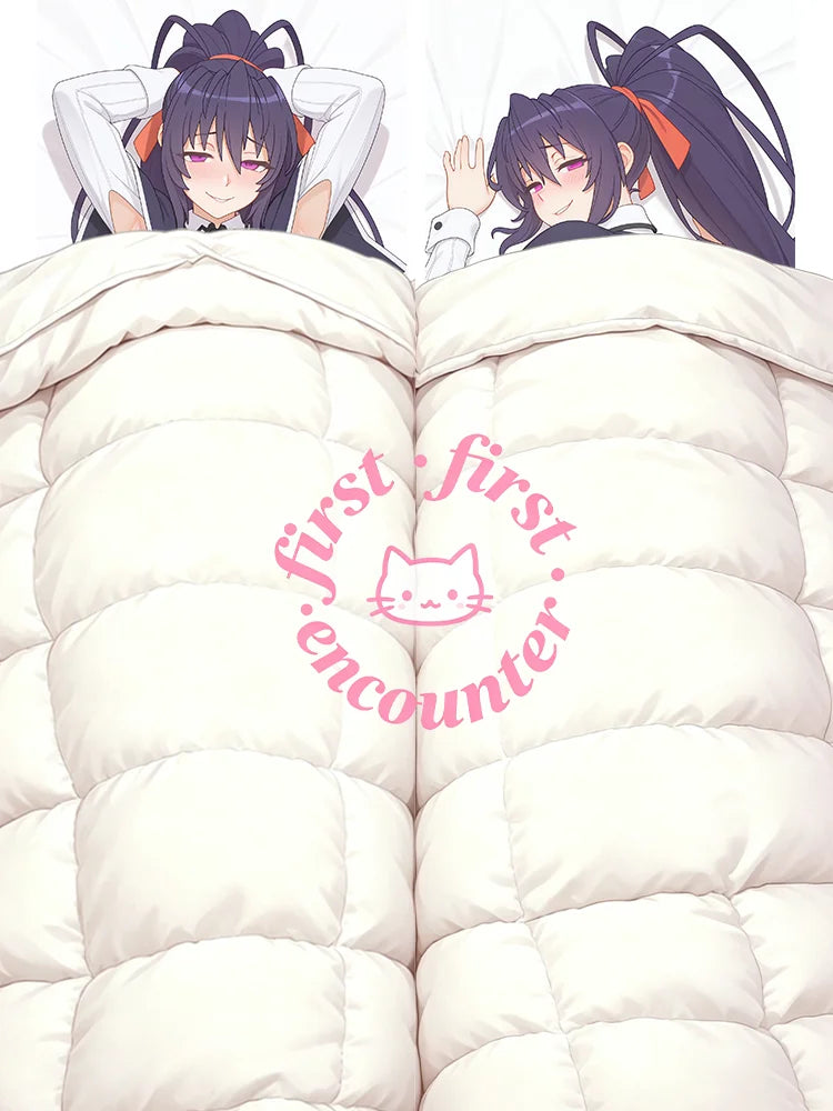 coussin anime akeno himejima premier rencontre chaton blanc polyester portrait lit double face