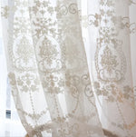 rideau blanc broderie florale transparent classique fenêtre française polyester haut gamme