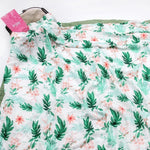 couverture bébé deux couches coton bambou motif floral moderne opacité verte blanc roseclair