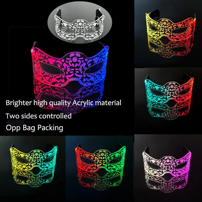masques lumineux pailletés couleurs vert rose jaune bleu occasion fête anniversaire mariage