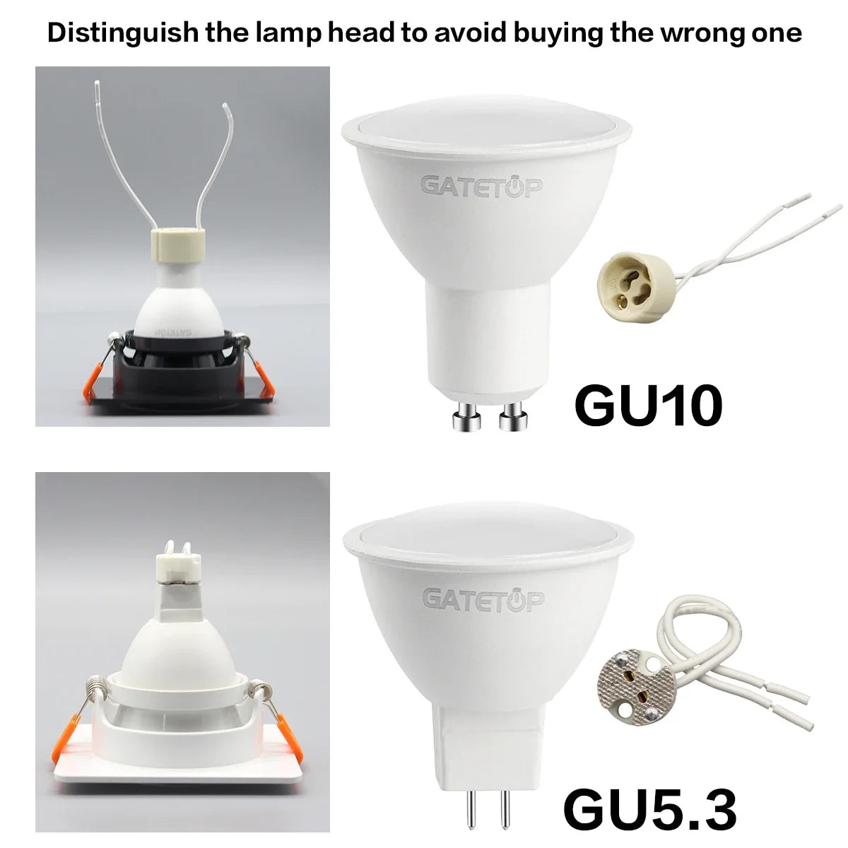 projecteur led base gu10 gu5.3 shell blanc noir moderne arrière fixations spots