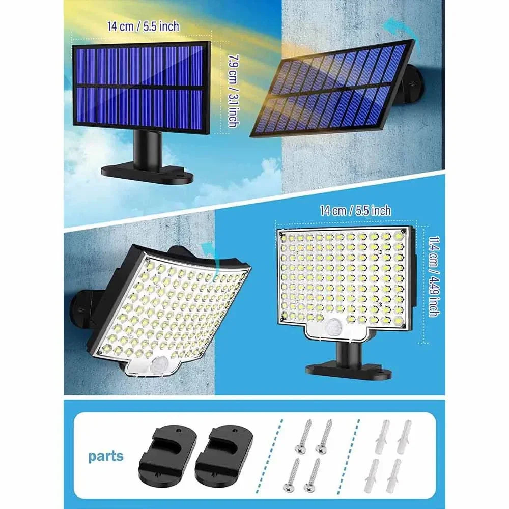 lampe solaire murale moderne capteur mouvement télécommande ip65 étanche led noir bleu blanc