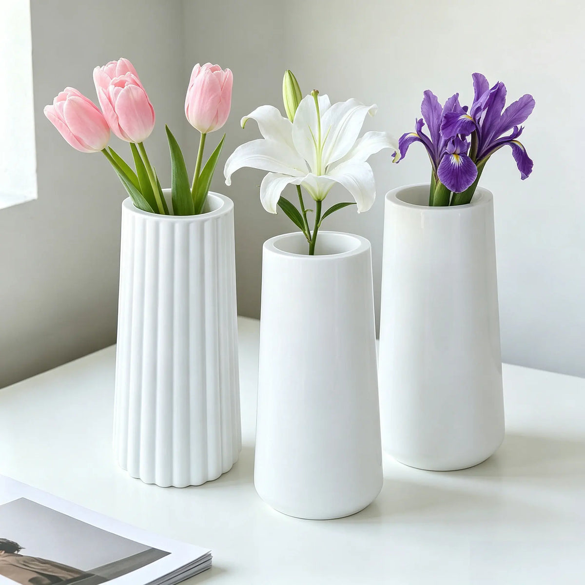 moule silicone vase artisanal décoration intérieure fleurs séchées plâtre motifs circulaires modernes minimalistes