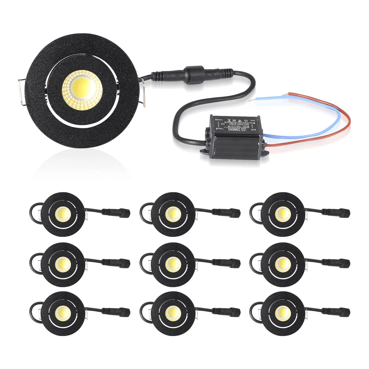 projecteur led spot argent noir ip65 dimmable 3w moderne fixe adaptateur connecteur interrupteur