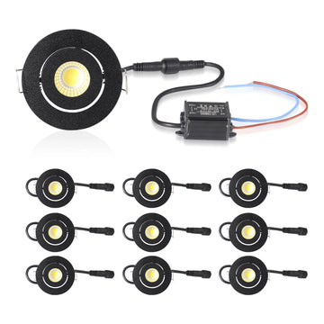 projecteur led spot argent noir ip65 dimmable 3w moderne fixe adaptateur connecteur interrupteur