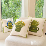 coussins décoratifs brodés motifs floraux 45x45cm polyester adhésifs traditionnels