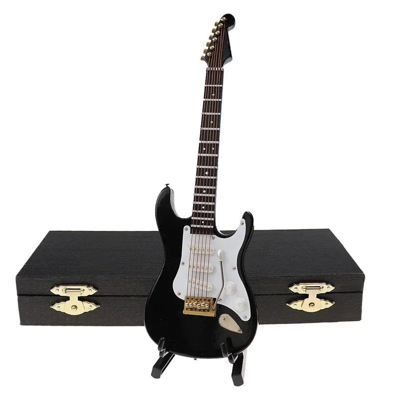 guitare électrique miniature bois support clip marron noir rouge blanc classique