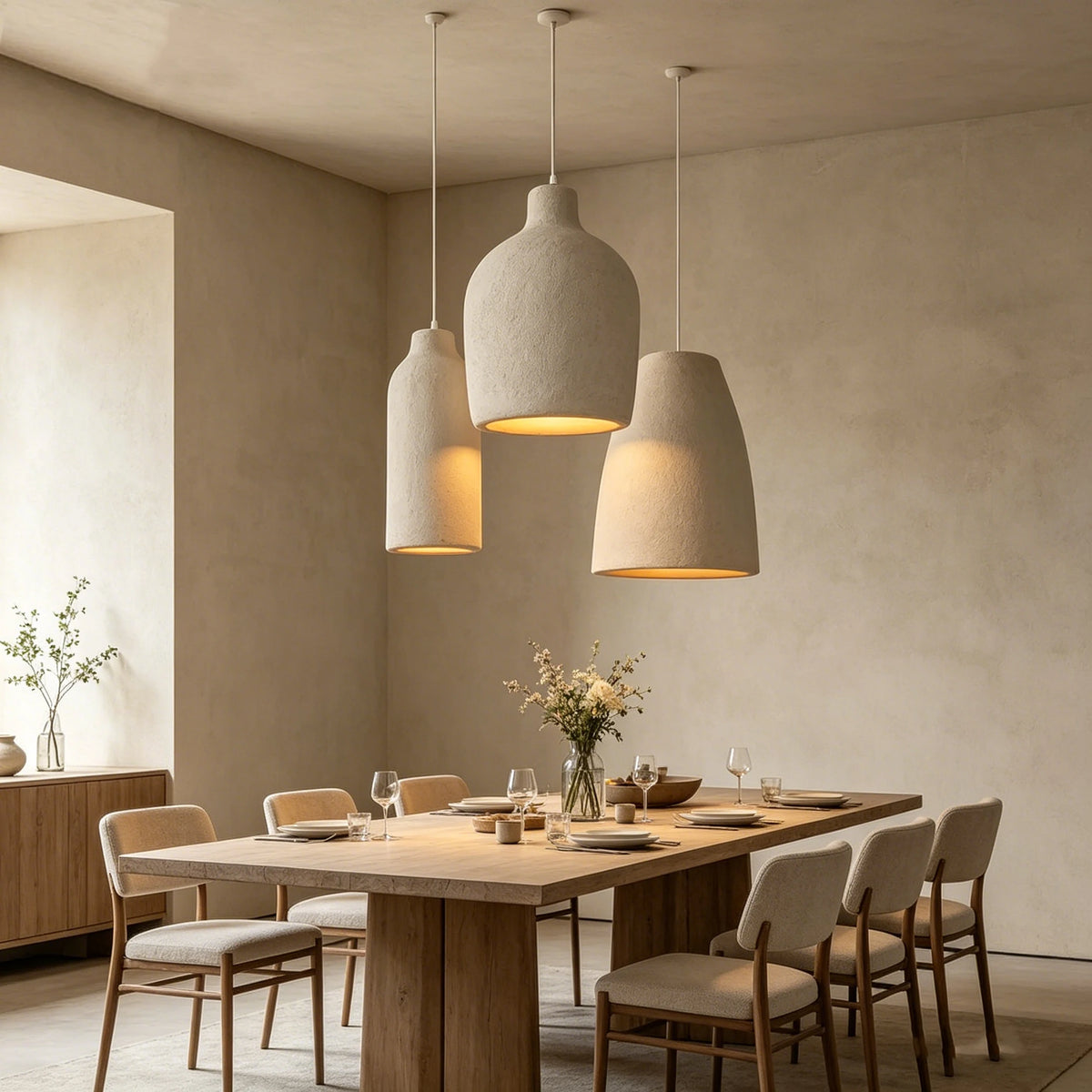lustre suspension moderne beige texture granulée luminaire salon salle manger chambre loft
