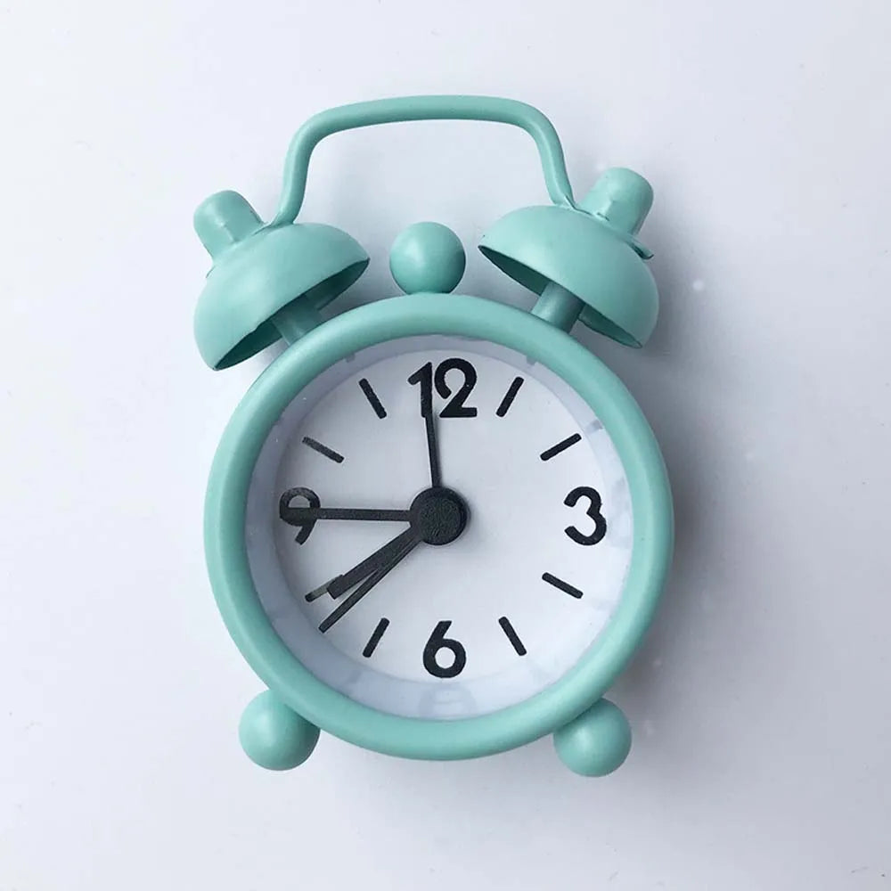 réveil horloge circulaire classique mécanique aiguilles rouge bleu rose Jaune métal durable chambre