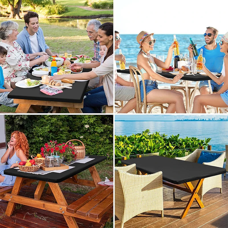 nappe rectangulaire élastique polyester coton imperméable halloween moderne table noire serviettes assiettes verres bougie
