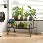 étagère métal mobile moderne roulettes blanc noir plante pot extérieur assemblage facile