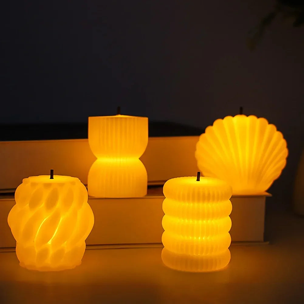 bougies led blanches modernes bougies decoratives geometriques chambre salon mariage