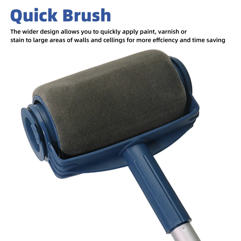 ensemble outils peinture kit pinceau rouleau spongieux plat peinture tubes télescopiques bleu blanc