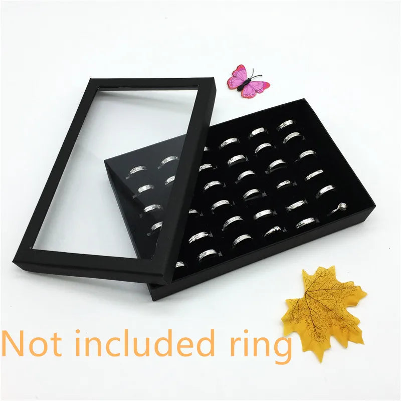 boîte rangement bijoux velours noir moderne 36 emplacements intérieur texturé protection précieuses organisateur trésors
