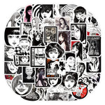stickers adhésifs étanches gothiques manga abstraits visages grimaçants tomie kawakami junji ito