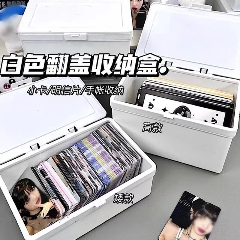 boîtes rangement blanc transparentes modernes anti poussière empilables respectueux environnement couvercle clip photocopies cartes