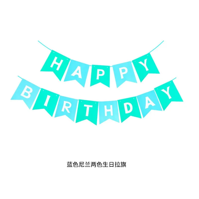 guirlande fanions happy birthday bleu rose vert noir blanc festif décoration anniversaire festive opaques