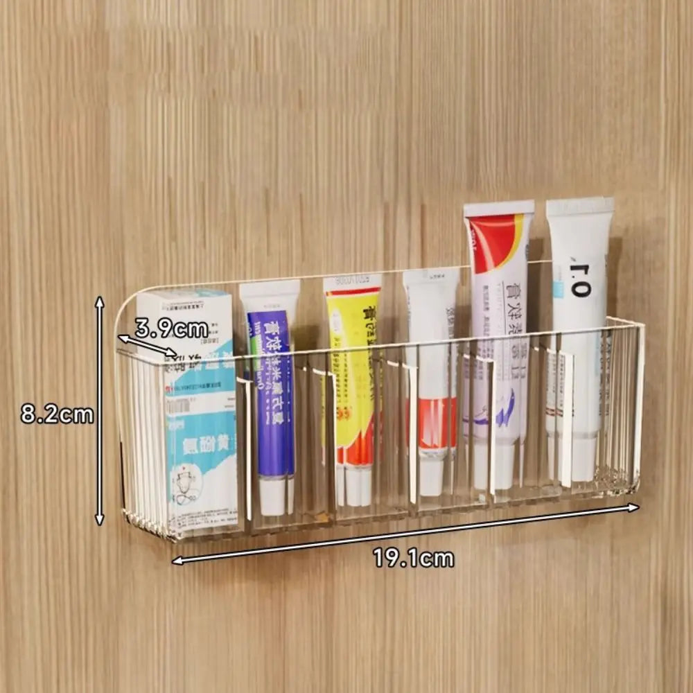 porte produits mural adhésif transparent moderne compartiments rangement efficace