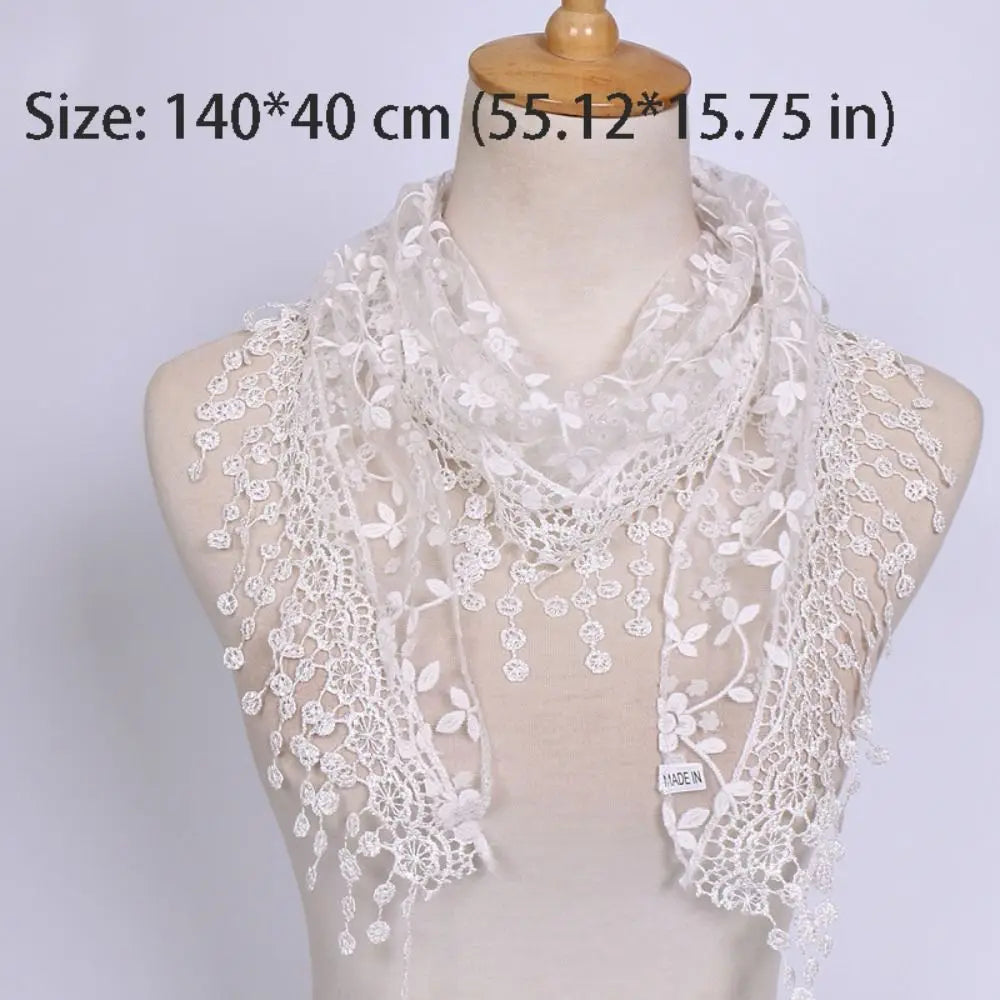 écharpe étoffe polyester motif floral blanc élégant voile tête décontracté