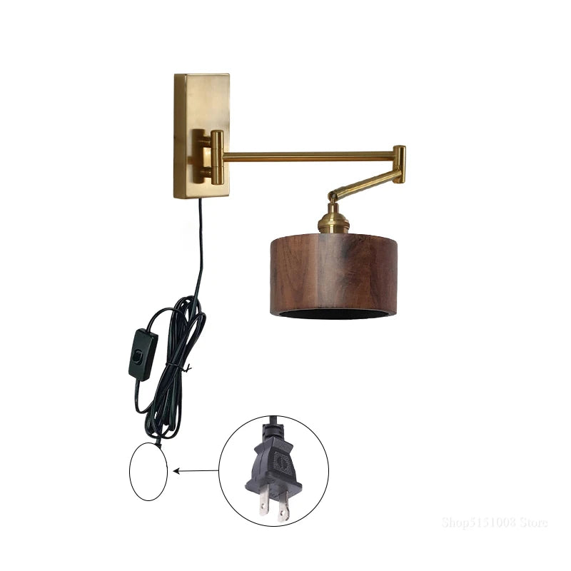 lampe murale or bois moderne interrupteur prise led minimaliste fixée vis