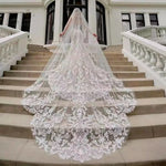 voile mariée blanc broderie florale clips classique paillettes scintillantes tulle doux transparent erotique féminin