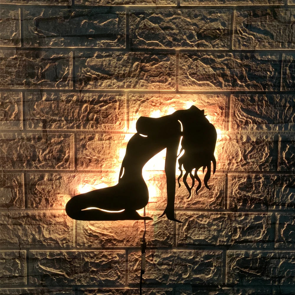 applique murale led silhouette anime noir décoration chambre veilleuse lumineuse personnage japonais