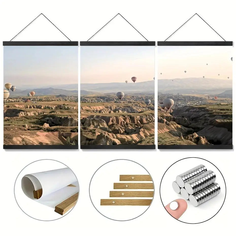 cadre mural bois moderne minimaliste clips magnétiques 21cm 30cm 40cm 50cm 60cm 70cm