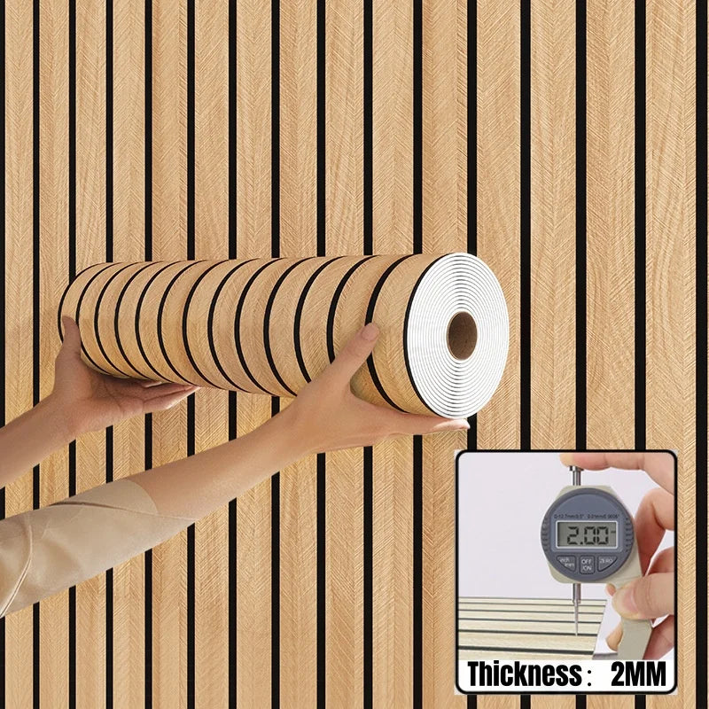 papier peint autoadhésif vinyle moderne rayures beige noir 10m résistant l'eau chambre salon