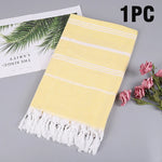serviette plage rayée rose clair coton absorbant rapide sèche moderne minimaliste tassel
