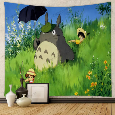 Tapisserie murale Totoro Studio Ghibli pour décoration de tête de lit