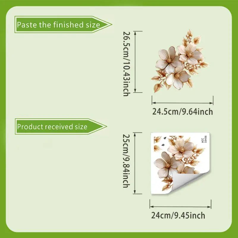 stickers decoratifs fleurs roses vertes violettes adhésifs salle bain decoration maison autoadhésifs blanc