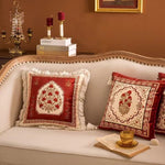 coussin carré fleuri rouge velours polyester traditionnel décor maison voitures 45x45cm 55x55cm