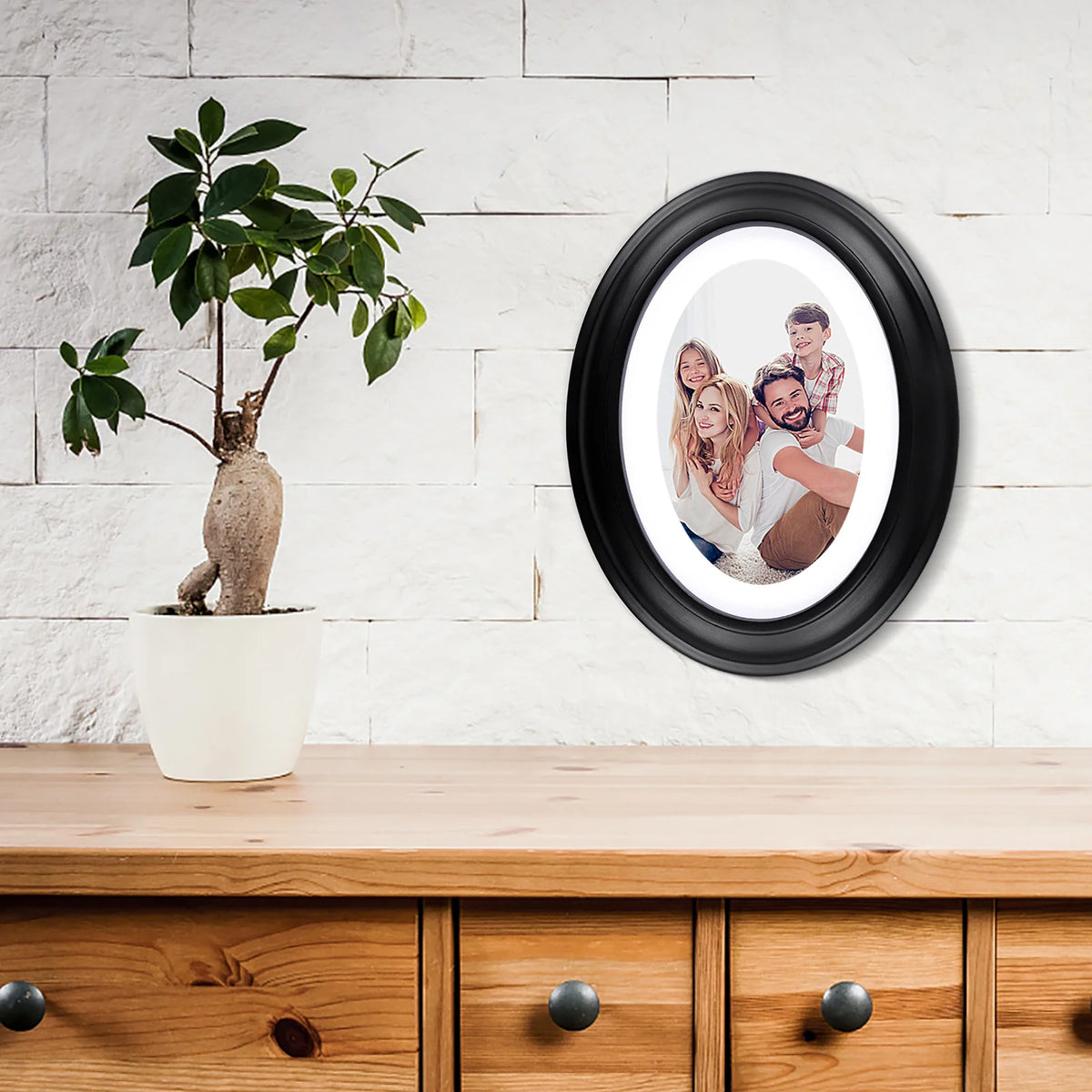 cadre photo ovale noir blanc relief décoratif classique mural photo frame support instructions