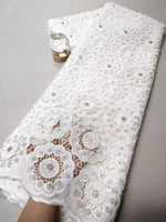 tissu dentelle polyester coton fleurs couleurs blanc rose vert jaune occasion mariage classique