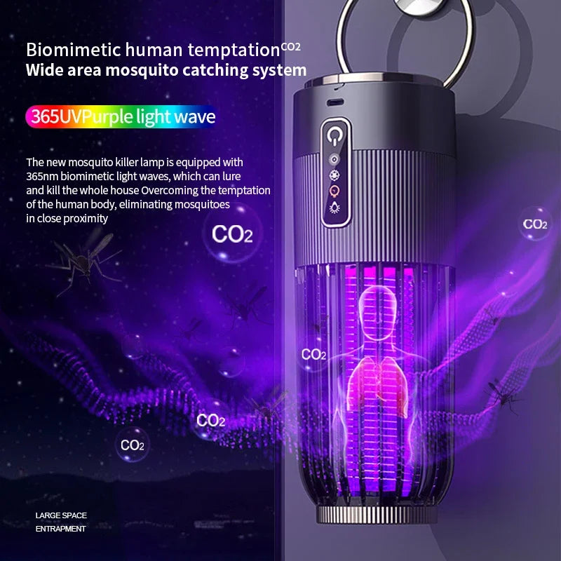 lampe anti moustiques rechargeable piege insectes camping maison noir gris rayures vertical moderne compact