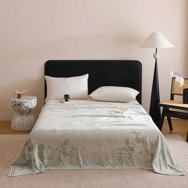 couverture fibre bambou motif floral deux oreillers canapé lit maison
