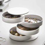 boîte rangement bijoux blanc moderne réutilisable intérieur gris mat anti poussière multifonctionnelle