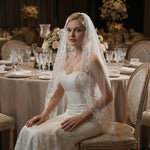 voile mariée blanc dentelle opaque élégant romantique femme occasion formelle classic ivory white black