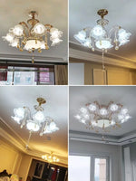 lustre doré cristal fleurs classique baroque salon encastrée led 2000lm 82000lm