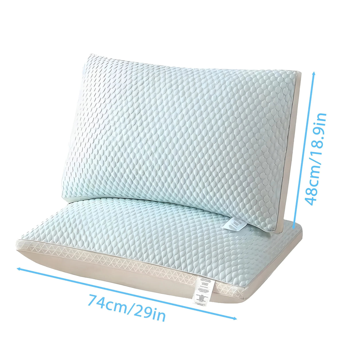 oreiller doux blanc bleu clair texture géométrique moderne lavable machine support cervical